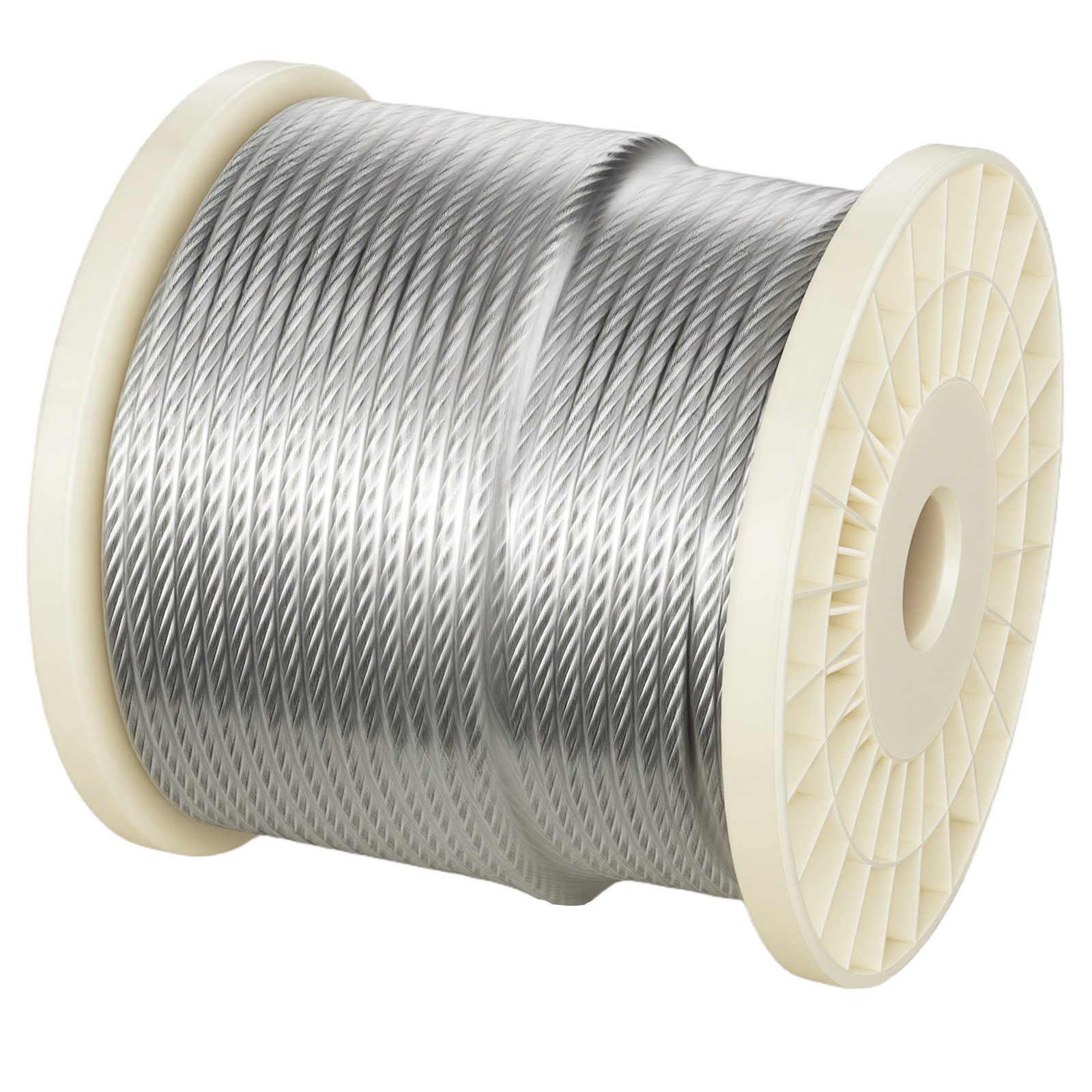 VEVOR 6.35 mm Wire Rope, 76.2 m Length, Zinc Galvanized Carbon Steel Cable with Gloves, 31.1 kN Breaking Strength, 7 x 19 Strands Construction, Wire Cable for Deck Railing System, Garden Trellis