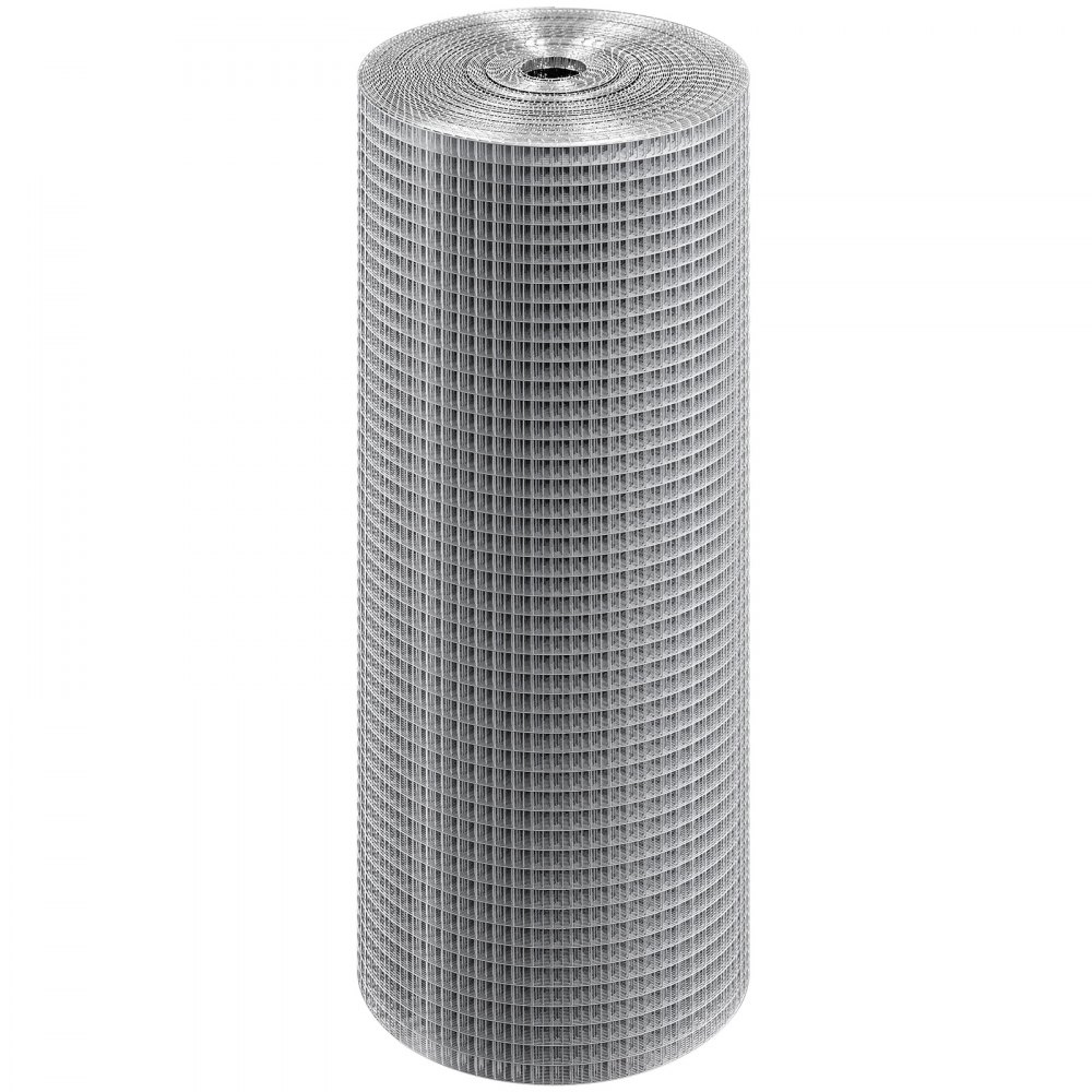 VEVOR Rete Metallica 12,7 mm 610 mm x 30,48 m Calibro 19 Colore Argento, Rotolo Tela Zincata a Caldo Dopo la Saldatura, per Supporto Recinzione Orti Giardini e Piante Gabbia Pollame e Altri Animali