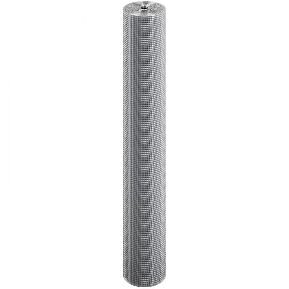 VEVOR Rete Metallica 6,35 mm 915 mm x 15,24 m Calibro 23 Colore Argento, Rotolo Recinzione Zincata a Caldo Dopo la Saldatura, per Supporto Protezione Giardino Orto Gabbia Pollame Animali Domestici