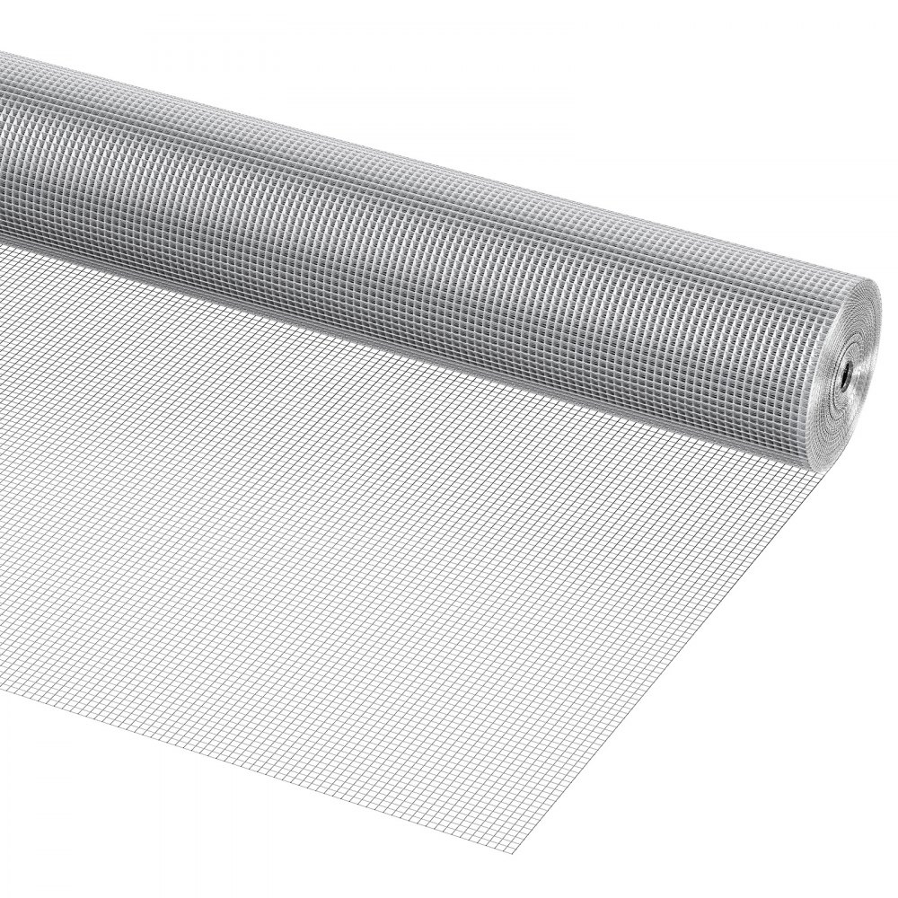 VEVOR Rotolo di Rete Metallica Maglia 6,35 mm 1220 mm x 15,24 m Calibro 23, Zincata a Caldo Dopo la Saldatura, Supporto per Recinzione da Giardino per Piante, per Gabbia Pollame Antifuga e Protettivo