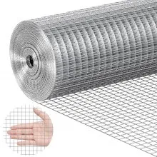 VEVOR Tessuto Hardware, 24 pollici x 25 piedi calibro 19, rotolo di rete metallica zincata a caldo, recinzione metallica per polli, rete metallica per pollame