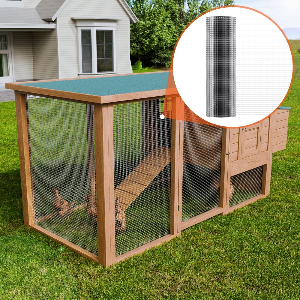 VEVOR Rete Metallica, 610 mm x 15,24 m, Rotolo di Rete Metallica Zincata a Caldo 12,7 x 12,7 mm Maglia Calibro 19 Recinzione in Filo per Pollame Conigli, Giardino