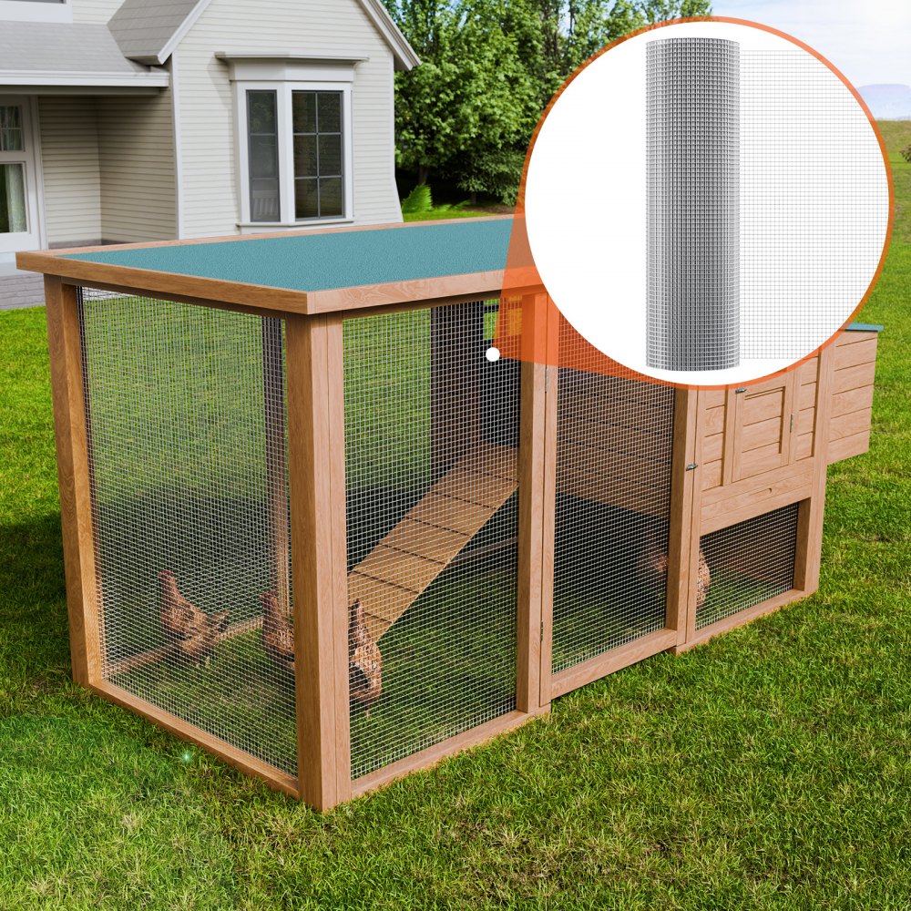 VEVOR Rete Metallica Saldata, 915 mm x 30,48 m, Rotolo di Rete Metallica Zincata a Caldo 12,7 x 12,7 mm Maglia Calibro 19 Recinzione in Filo per Polli per Gabbie per Conigli, Giardino