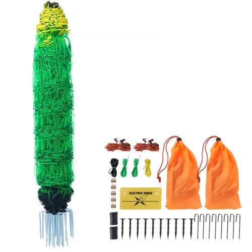 VEVOR Kit Rete per Recinzione Elettrica 0,88x49,98 m Rete in PE con Pali a Doppio Punta, Rete Portatile per Capre, Pecore, Agnelli, Cervi, Maiali, Cani, Cortili, Fattorie