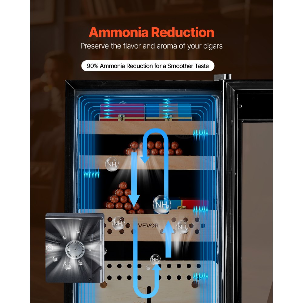 VEVOR Humidor Elettrico per Sigari da 60 Litri, Capacità 350 pezzi, Humidor per Sigari con Raffreddamento a Compressore, Armadio 3 Livelli, Controllo Costante di Umidità e Temperatura