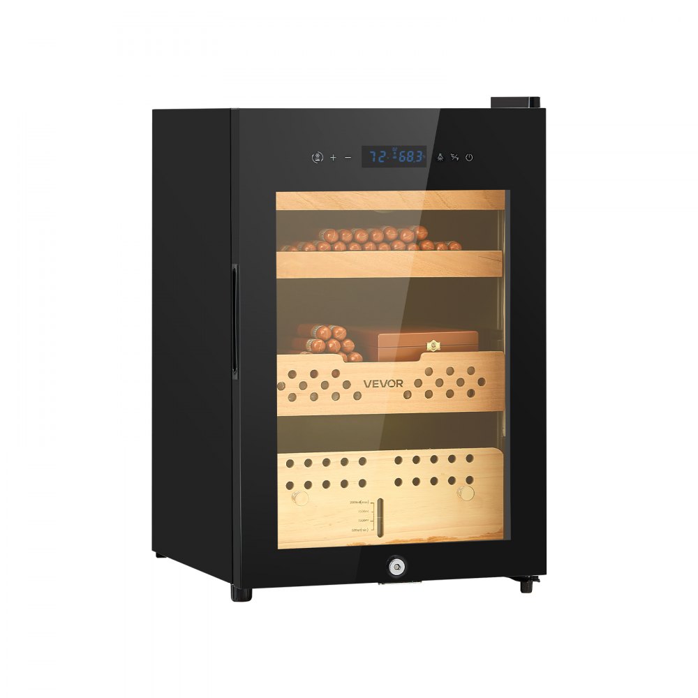 VEVOR Humidor Elettrico per Sigari da 60 Litri, Capacità 350 pezzi, Humidor per Sigari con Raffreddamento a Compressore, Armadio 3 Livelli, Controllo Costante di Umidità e Temperatura