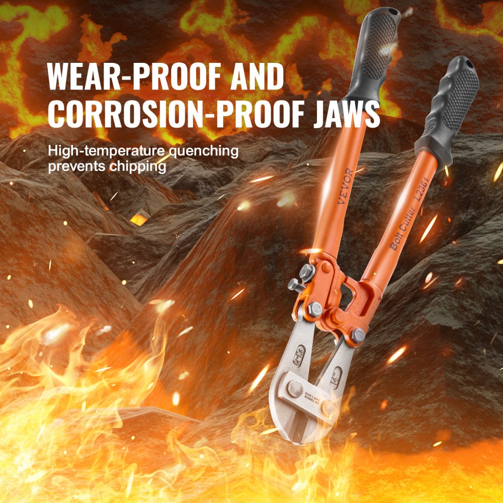 VEVOR Tagliabulloni in Acciaio al Cromo 14 Pollici 350mm Durezza 56-60 HRC Ganasce Regolabile, Cesoia Tagliabulloni Tronchese per Bulloni Chiodi Cavi Maniglia in Gomma, Tronchese Tagliabulloni 0,9 kg
