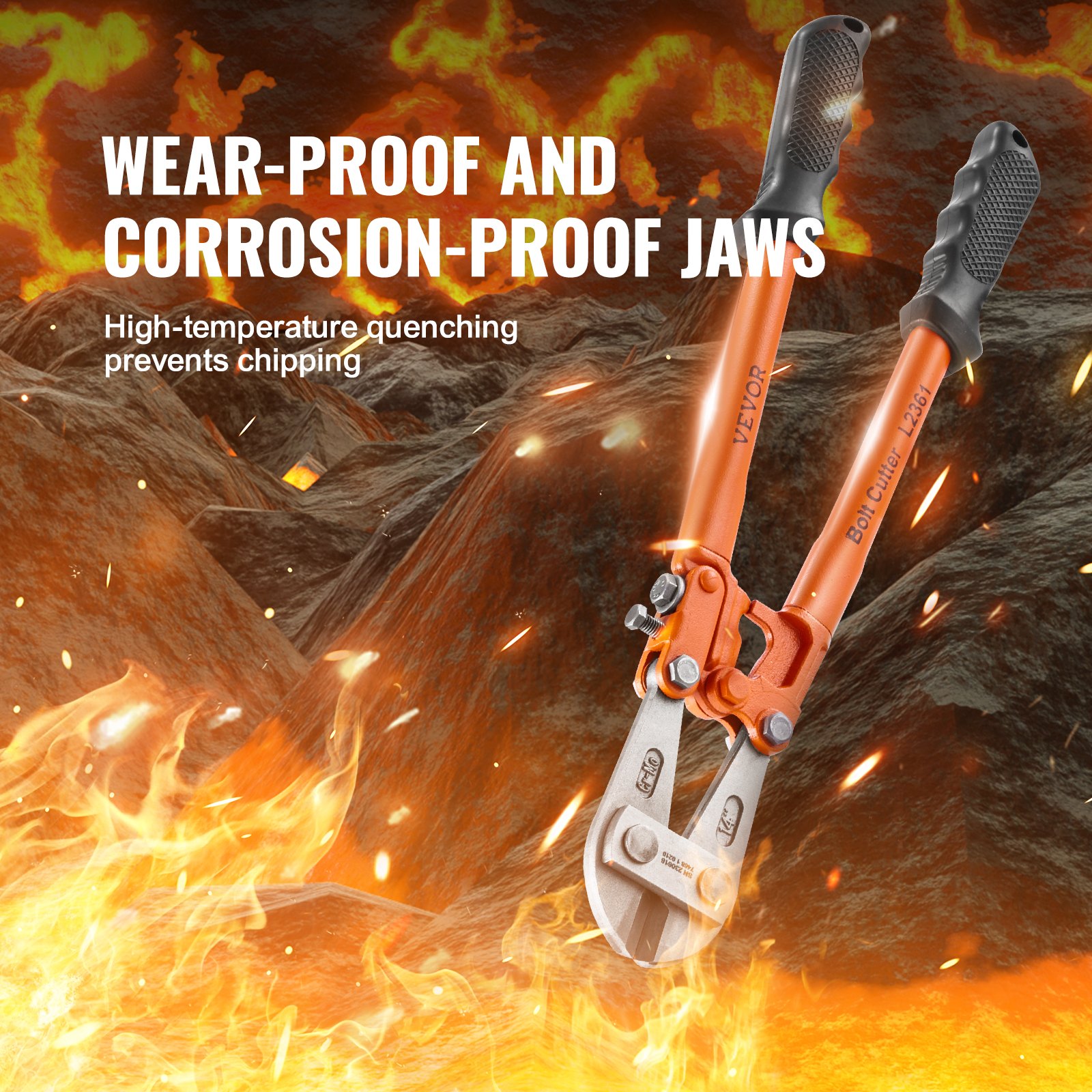 VEVOR Tagliabulloni in Acciaio al Cromo 18 Pollici 460mm Durezza 56-60 HRC Ganasce Regolabile, Cesoia Tagliabulloni Tronchese per Bulloni Chiodi Cavi Maniglia in Gomma, Tronchese Tagliabulloni 1,5 kg