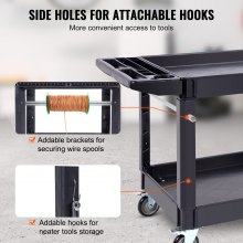 VEVOR Carrello di Servizio 116x65x85cm Carrello a Mano Multiuso 2 Ripiani Capacità Totale 250kg, Carrello a Portata con Ruote Girevoli 360° 2 Ruote con Freni, Carrello Portaoggetti da Garage Giardino