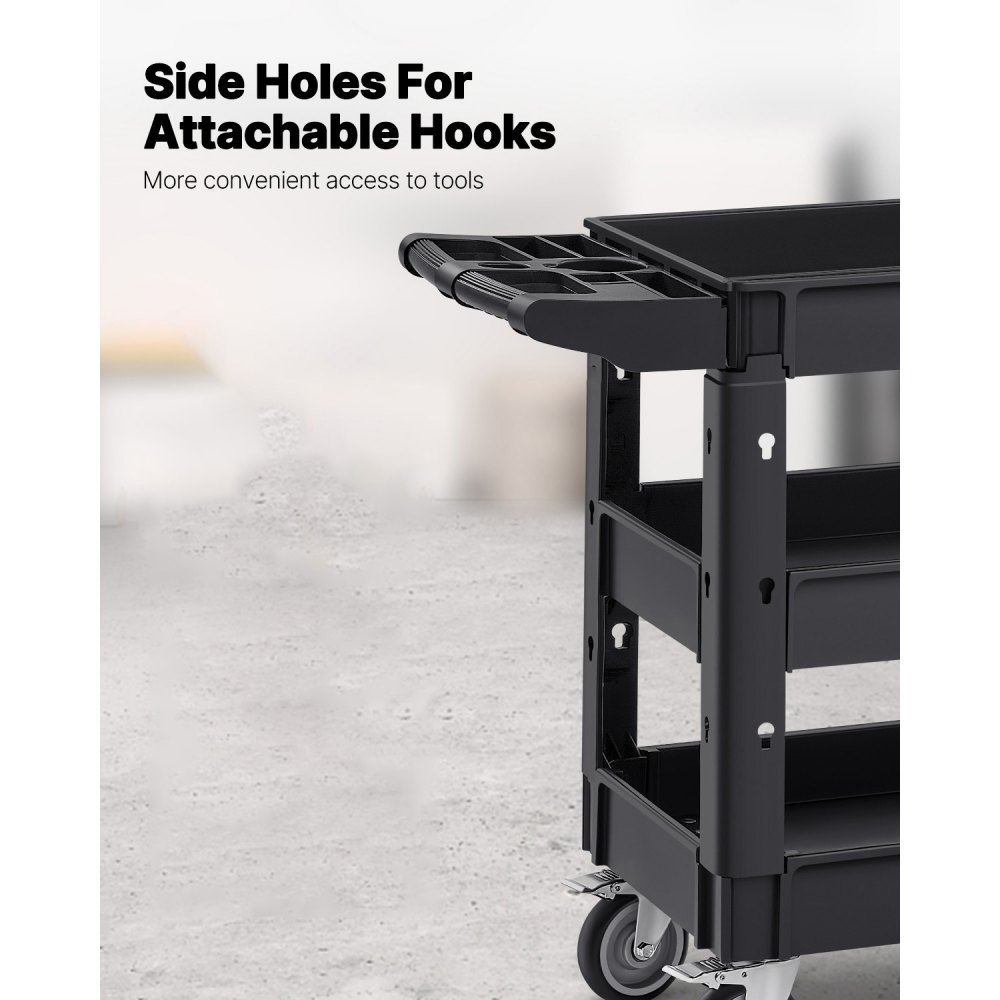 VEVOR Carrello di Servizio 103x43,5x85,7cm Carrello a Mano Multiuso 3 Ripiani Capacità Totale 249kg, Carrello a Portata Ruote Girevoli 360° 2 Ruote con Freni, Carrello Portaoggetti da Garage Giardino