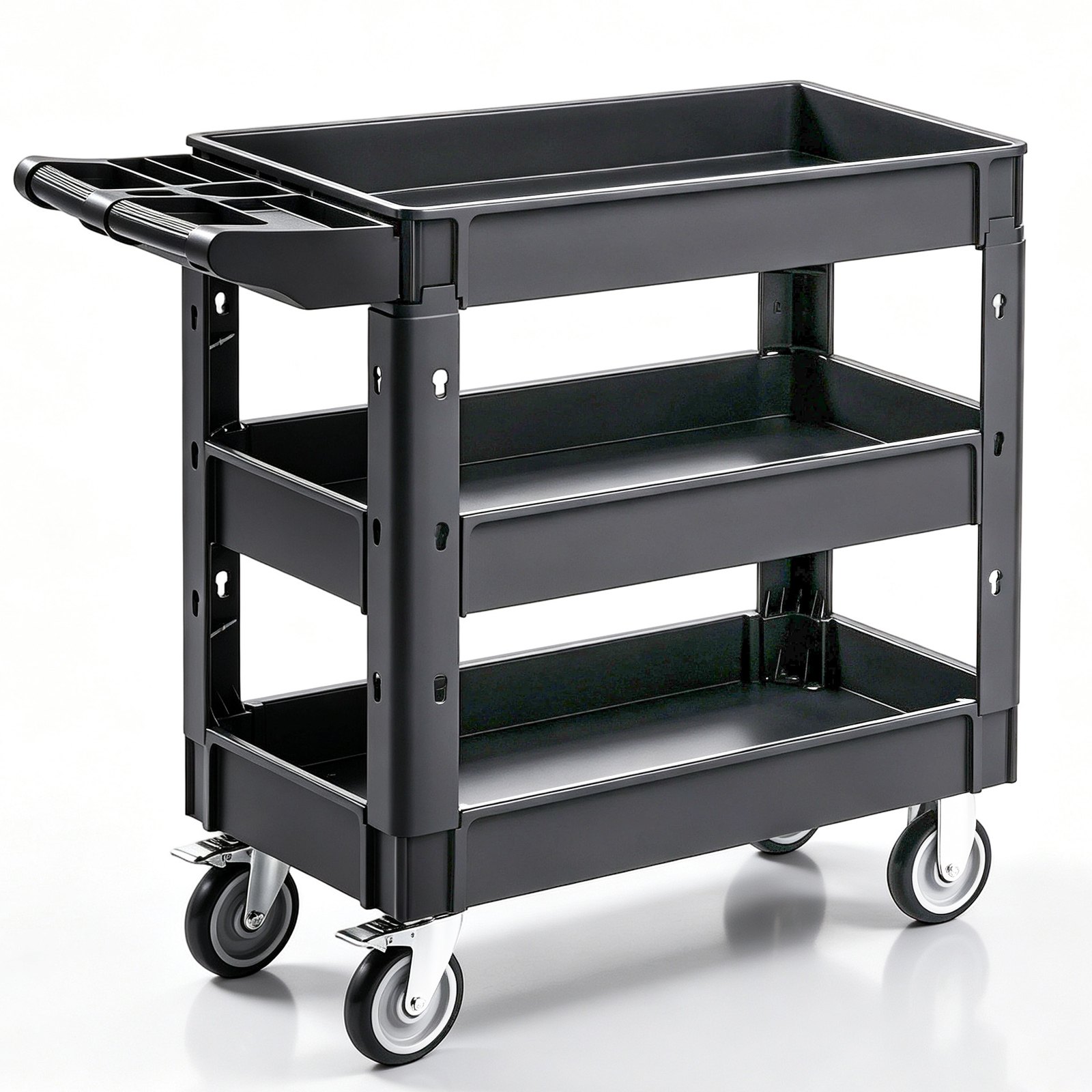 VEVOR Carrello di Servizio 103x43,5x85,7cm Carrello a Mano Multiuso 3 Ripiani Capacità Totale 249kg, Carrello a Portata Ruote Girevoli 360° 2 Ruote con Freni, Carrello Portaoggetti da Garage Giardino