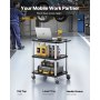 Carrello portaoggetti VEVOR, capacità di carico di 300 libbre, carrello di servizio da 27,6 x 18,1 pollici, carrello portaoggetti in plastica resistente a tre ripiani con ruote girevoli a 360° (2 con freni), adatto per magazzino, garage, pulizia