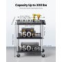 Carrello portaoggetti VEVOR, capacità di carico di 300 libbre, carrello di servizio da 27,6 x 18,1 pollici, carrello portaoggetti in plastica resistente a tre ripiani con ruote girevoli a 360° (2 con freni), adatto per magazzino, garage, pulizia