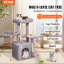 VEVOR Albero per Gatti da Interno 80 cm Torre per Gatti con Cuccia per Gatti, Amaca, Trespolo Superiore, Piattaforma per Saltare, con Palla Sospesa, Centro Attività per Mobili per Gatti, Grigio Chiaro