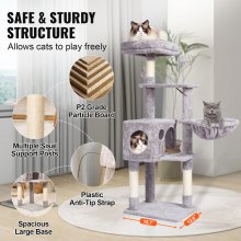 VEVOR Albero per gatti 115 cm Torre per Gatti con Cuccia per Gatti Grigio Chiaro