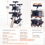 VEVOR Tiragraffi per Gatti da Interno 174 cm Torre per Gatti con 2 Cucce per Gatti, Trespoli Superiori, Piattaforme per Salti, Centro Attività per Mobili per Gatti con Palline Sospese, Grigio Scuro