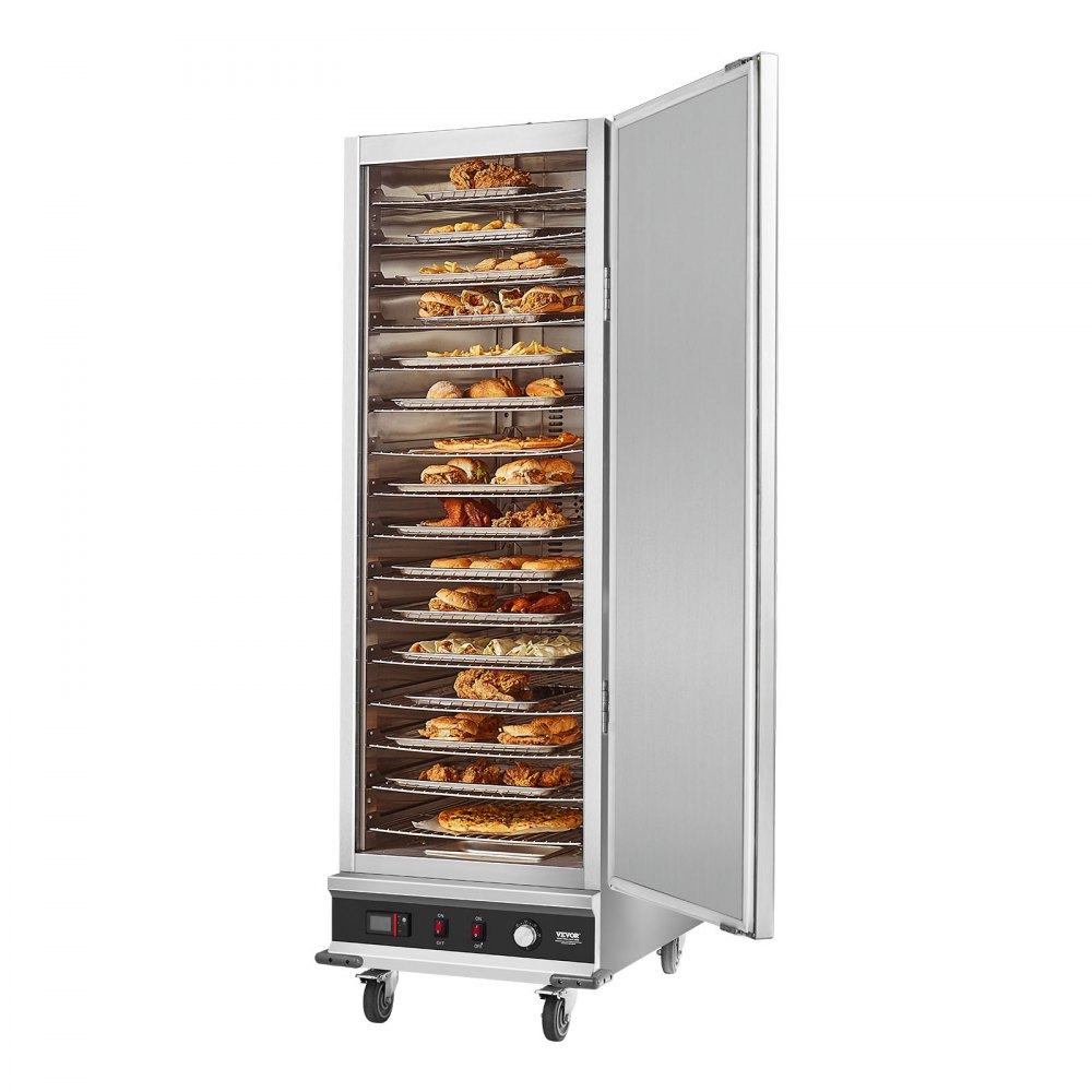 VEVOR Hot Box Food Warmer, Scaldavivande a 16 Ripiani con Vassoio per l'Acqua, Singola Porta e Ripiani Regolabili, Armadio Scaldavivande in Acciaio Inossidabile, Ideale per Conservare Ristorante