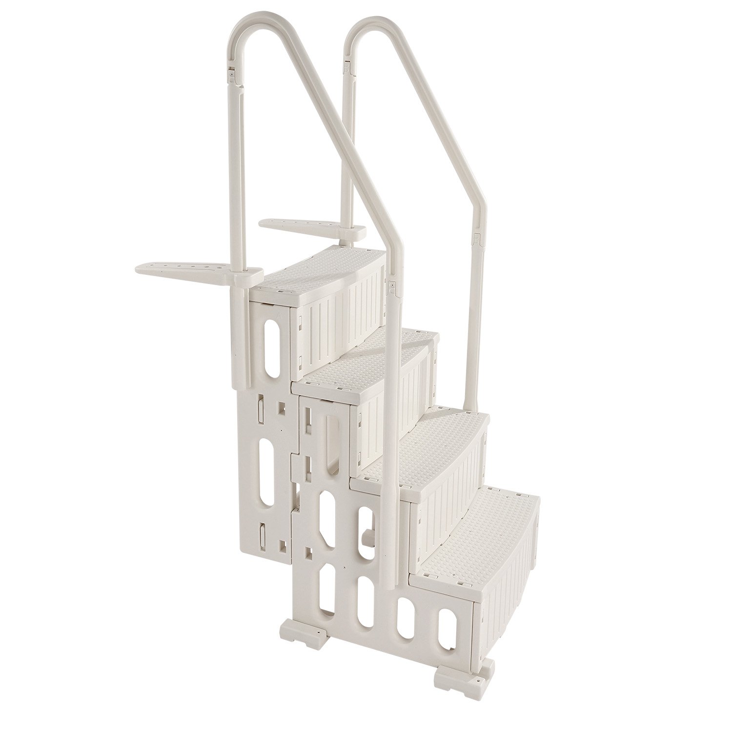 VEVOR Scaletta per Piscina 4 Gradini, Doppio Corrimano, Gradini Antiscivolo per Carichi Pesanti, Scaletta Sicurezza per Piscina, Carico 181,4 kg Piscine Interrate Fuori Terra 122-137 cm Bianco Latte