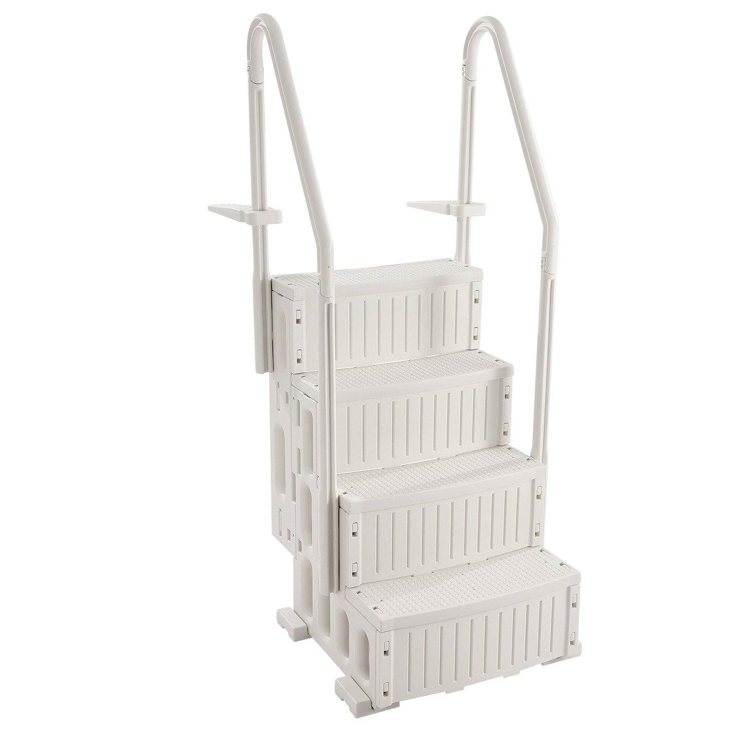 VEVOR Scaletta per Piscina 4 Gradini, Doppio Corrimano, Gradini Antiscivolo per Carichi Pesanti, Scaletta Sicurezza per Piscina, Carico 181,4 kg Piscine Interrate Fuori Terra 122-137 cm Bianco Latte