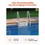 VEVOR Scaletta per Piscina Grigia 4 Gradini con 2 Corrimano Supporta 181,4 kg