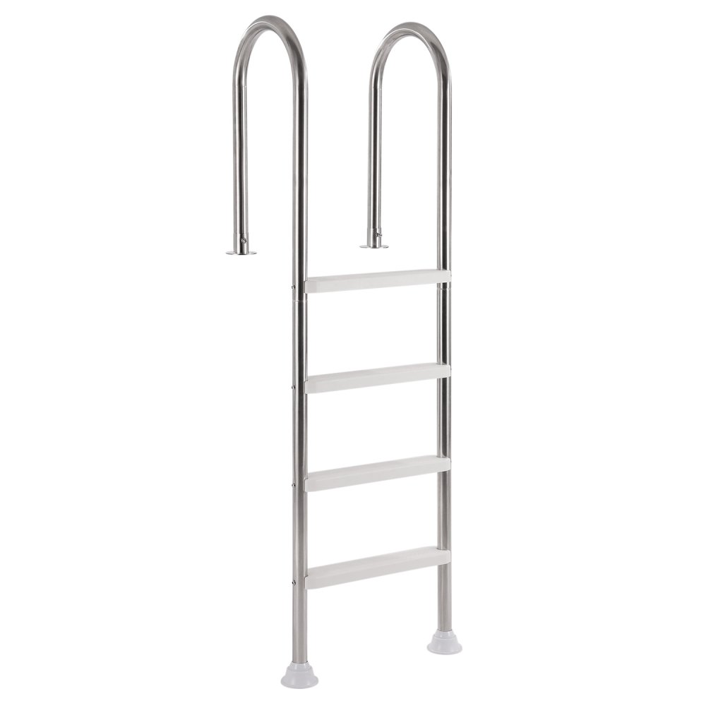 VEVOR Scaletta per Piscina 4 Gradini con Corrimano Doppio, Gradini Antiscivolo Resistenti, Scaletta Sicurezza per Piscina in Acciaio Inox, Capacità di Carico 120 kg per Piscine Interrate da 137 cm