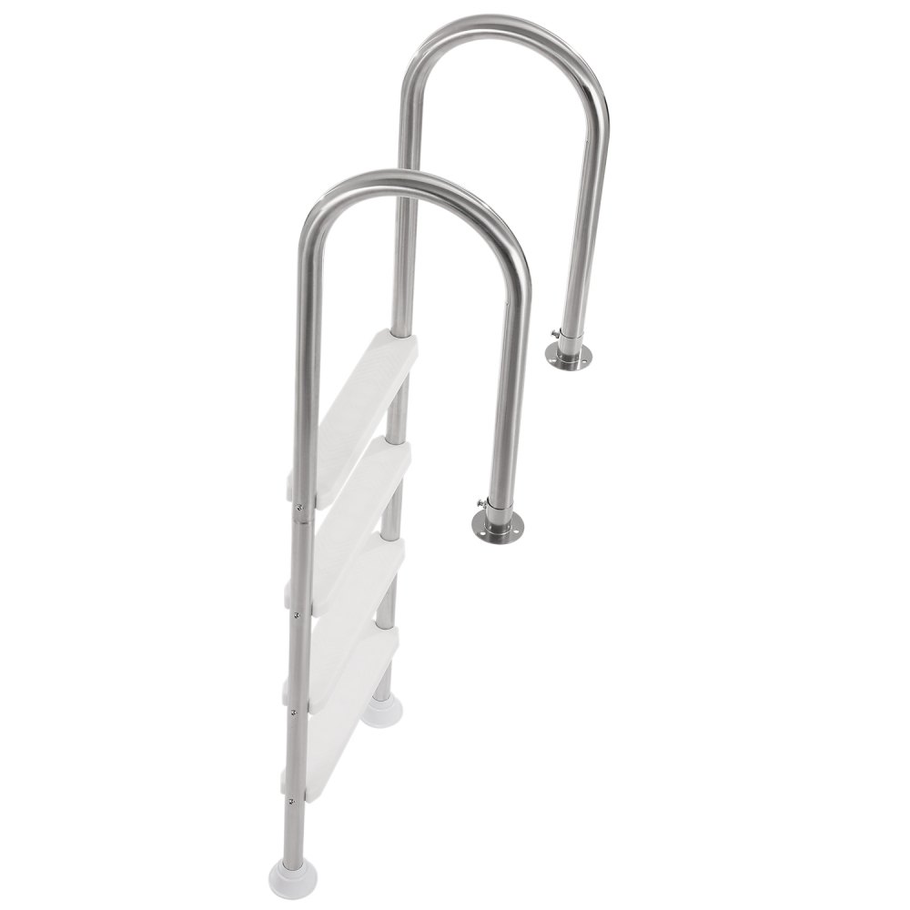 VEVOR Scaletta per Piscina 4 Gradini con Corrimano Doppio, Gradini Antiscivolo Resistenti, Scaletta Sicurezza per Piscina in Acciaio Inox, Capacità di Carico 120 kg per Piscine Interrate da 137 cm