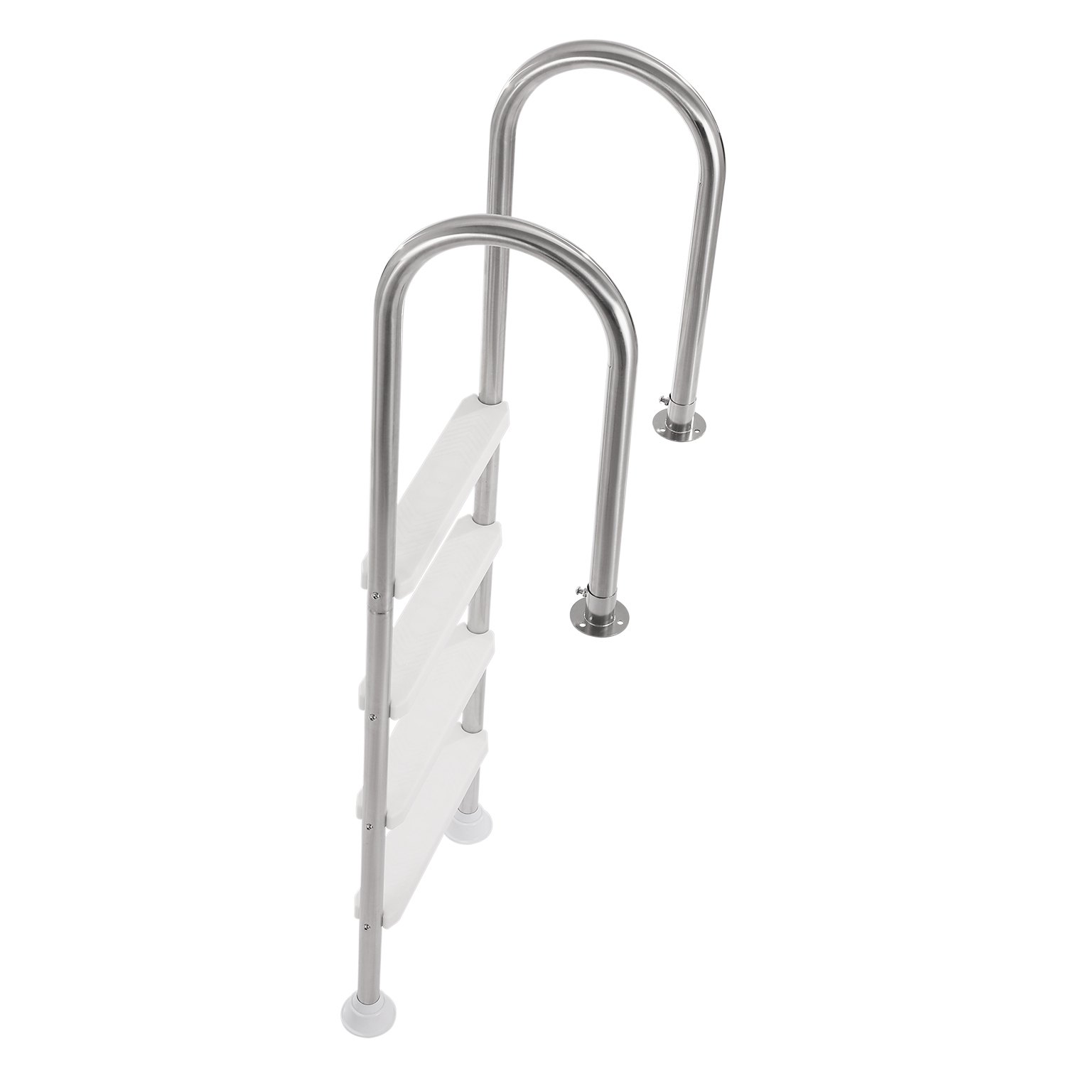 VEVOR Scaletta per Piscina 4 Gradini con Corrimano Doppio, Gradini Antiscivolo Resistenti, Scaletta Sicurezza per Piscina in Acciaio Inox, Capacità di Carico 120 kg per Piscine Interrate da 137 cm