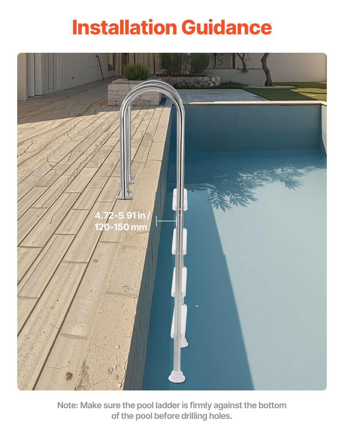 VEVOR Scaletta per Piscina 4 Gradini con Corrimano Doppio, Gradini Antiscivolo Resistenti, Scaletta Sicurezza per Piscina in Acciaio Inox, Capacità di Carico 120 kg per Piscine Interrate da 137 cm