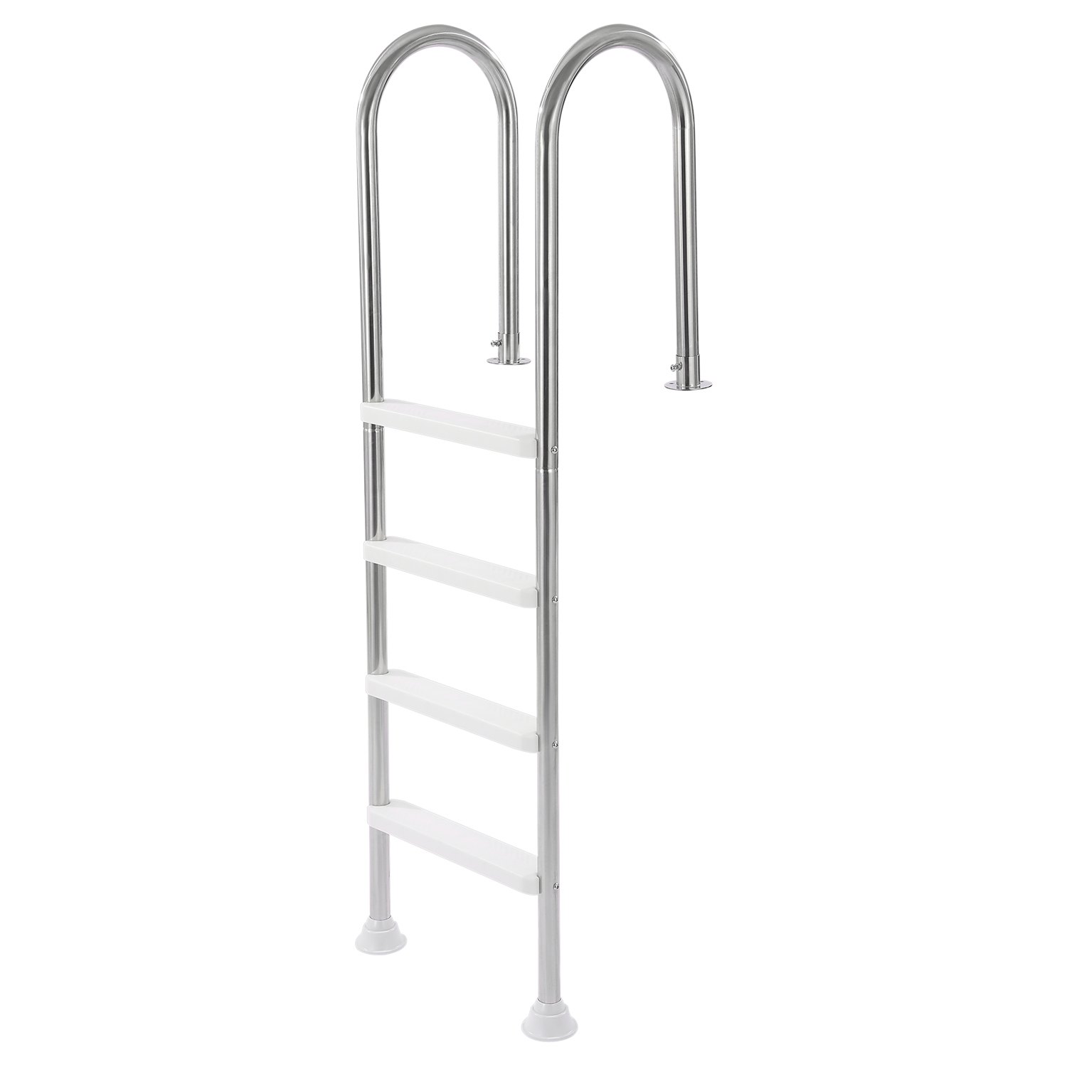 VEVOR Scaletta per Piscina 4 Gradini con Corrimano Doppio, Gradini Antiscivolo Resistenti, Scaletta Sicurezza per Piscina in Acciaio Inox, Capacità di Carico 120 kg per Piscine Interrate da 137 cm