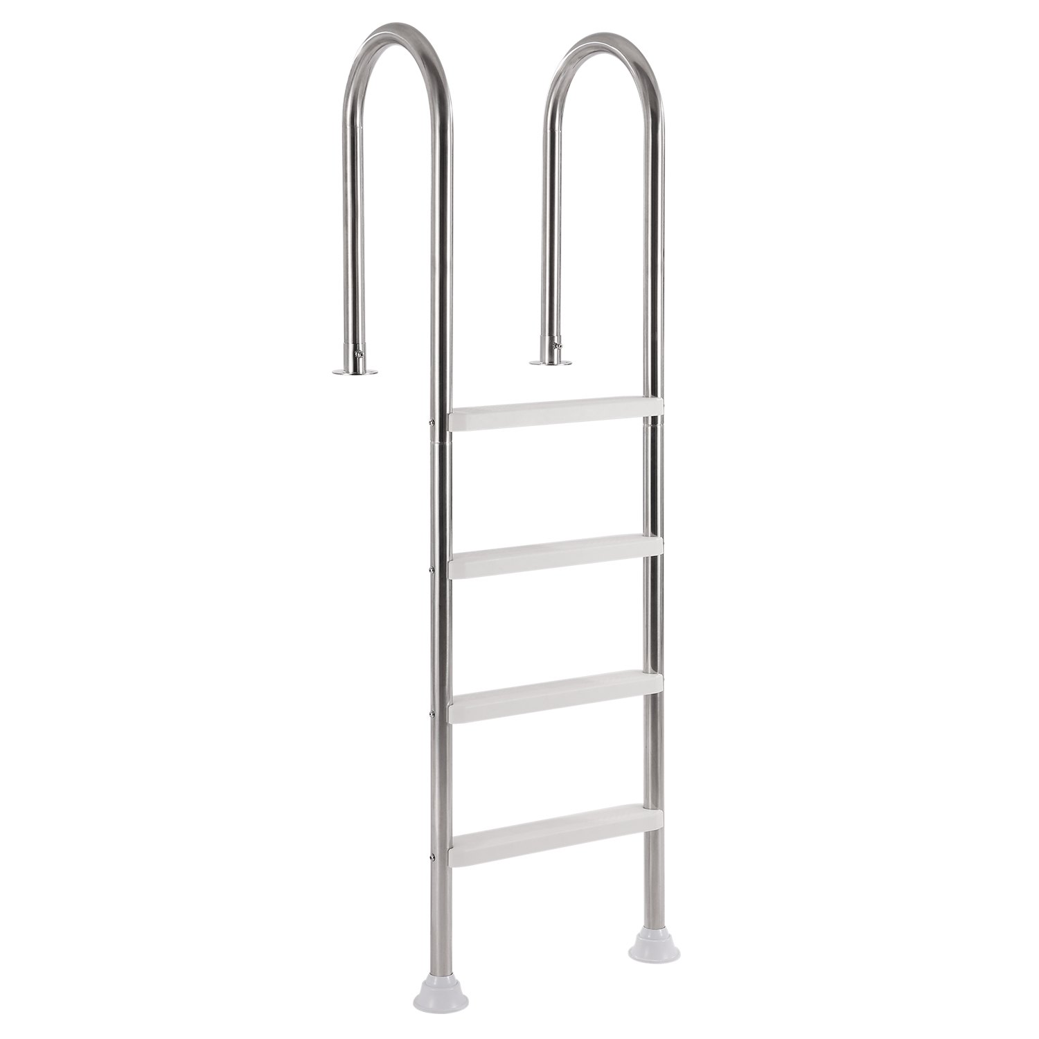 VEVOR Scaletta per Piscina 4 Gradini con Corrimano Doppio, Gradini Antiscivolo Resistenti, Scaletta Sicurezza per Piscina in Acciaio Inox, Capacità di Carico 120 kg per Piscine Interrate da 137 cm