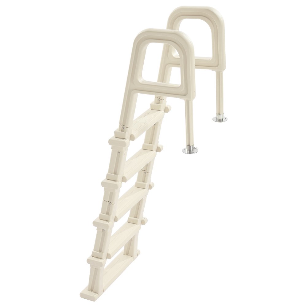 VEVOR Scala per Piscina con Corrimano Doppio a 5 Gradini Inclinata a 75° Scaletta per Piscina, Gradini Antiscivolo Resistenti, Capacità di Carico 136 kg per Piscine Interrate e Fuori Terra 121-137 cm