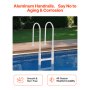 VEVOR Scala per Piscina, Scala con Corrimano Doppio a 4 Gradini, Scaletta per Piscina, Gradini Antiscivolo Spessi e Resistenti, Capacità di Carico 136 kg per Piscine Interrate e Fuori Terra 121-137 cm