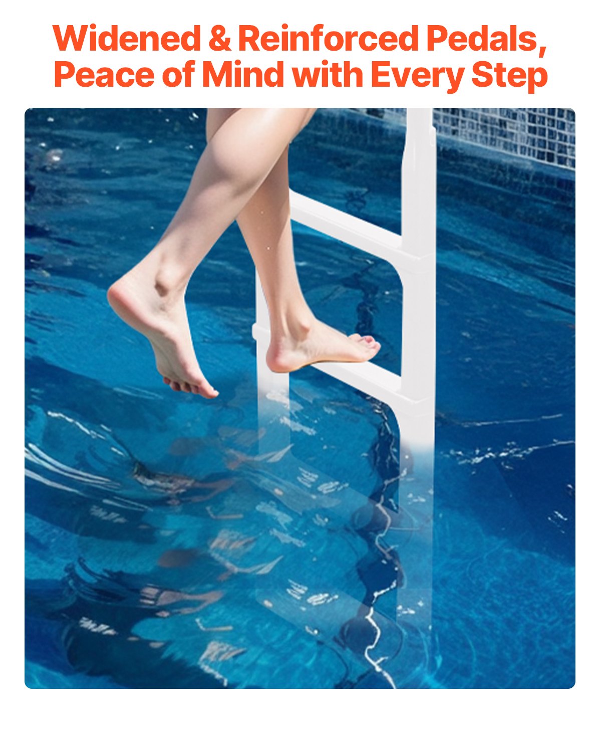 VEVOR Scala per Piscina, Scala con Corrimano Doppio a 4 Gradini, Scaletta per Piscina, Gradini Antiscivolo Spessi e Resistenti, Capacità di Carico 136 kg per Piscine Interrate e Fuori Terra 121-137 cm