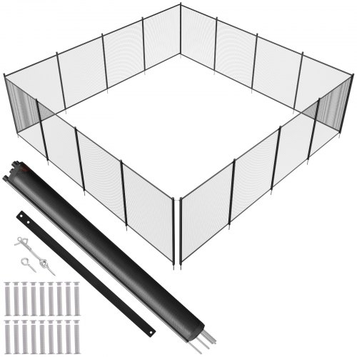 VEVOR Recinzione per Piscina, Recinzione per Piscina per Piscine Interrate, 4 x 48 FT, Recinzione per Piscina di Sicurezza per Bambini Rimovibile, Recinzione per Piscina di Facile Installazione Fai da