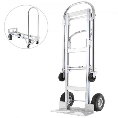 2 In 1 Carrello Pieghevole Estensibile Portapacchi Capacità 400/250kg Alluminio