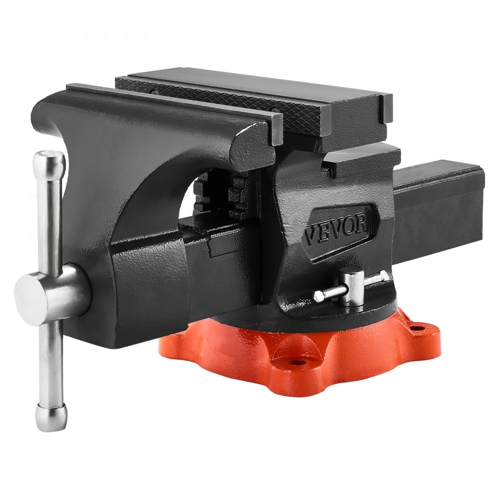VEVOR vise, 203 mm jaw width, 203 mm max. jaw opening, 360° swiveling locking base, 94 mm throat depth, workbench vise made of spheroidal graphite cast iron, two-way jaws for clamping round tubes