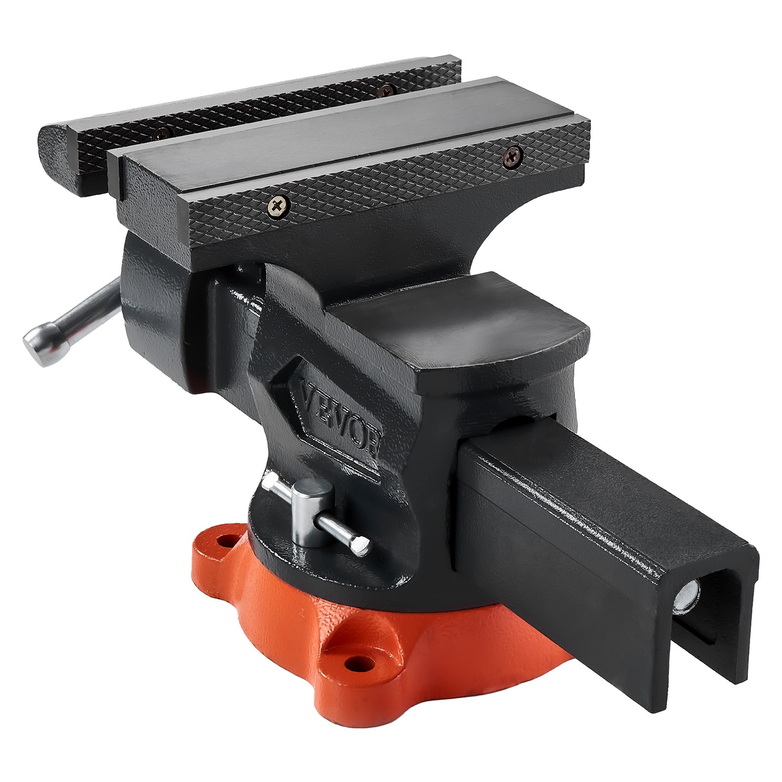 VEVOR vise, 203 mm jaw width, 203 mm max. jaw opening, 360° swiveling locking base, 94 mm throat depth, workbench vise made of spheroidal graphite cast iron, two-way jaws for clamping round tubes
