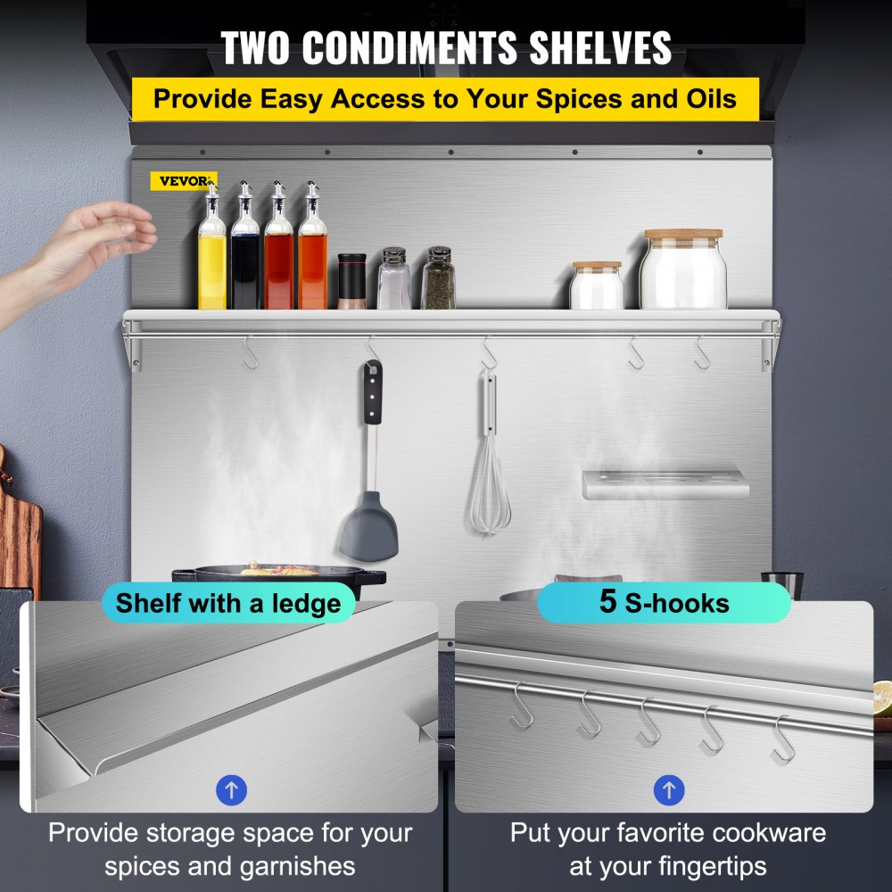 Vevor Cappa A Prova Di Splash 36 X 30,7 Pollici Cucina In Acciaio Inossidabile