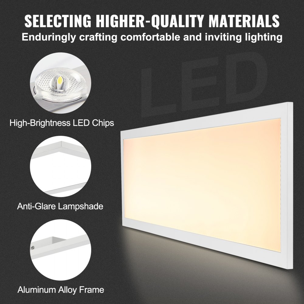 VEVOR Plafoniera LED con Telecomando 3000LM 30W Pannello LED Dimmerabile da Soffitto Temperatura Colore Regolabile 2700 K-6500 K, Plafoniera 1000x250x45 mm Lampada per Casa Ufficio Aula Sala da Pranzo