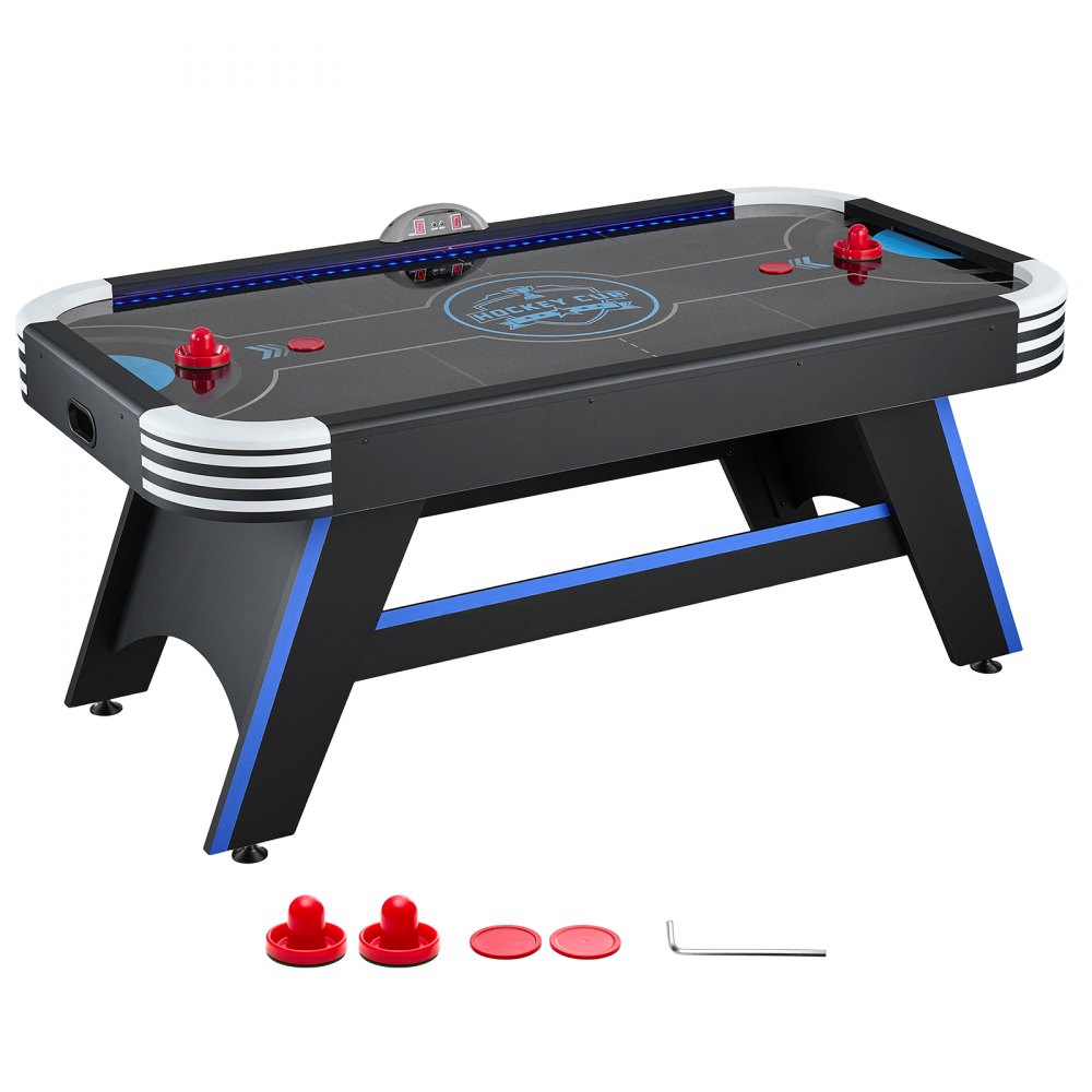VEVOR Tavolo da Air Hockey Gioco a Tavolo 1,8m con Luce a LED Segnapunti per Sala Giochi, Arcade di Hockey ad Aria per Feste, Set Completo Accessori con Soffiatore, Sistema di Punteggio Elettronico