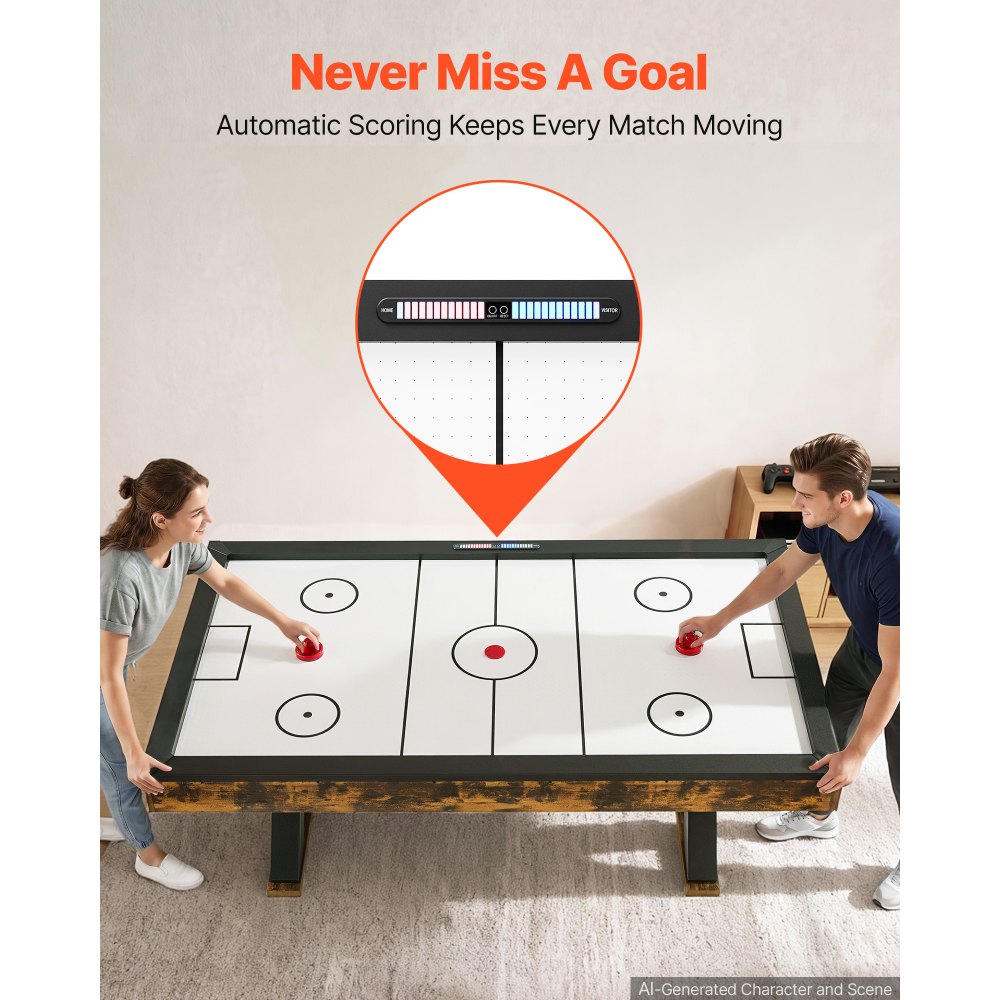 VEVOR Gioco di Air Hockey da Tavolo 2,1 metri con Segnapunti Elettronico per Sala Giochi, Arcade di Hockey ad Aria per Feste, Set di Accessori, Soffiatore Potente, Spingitori, Gambe a Forma di Y
