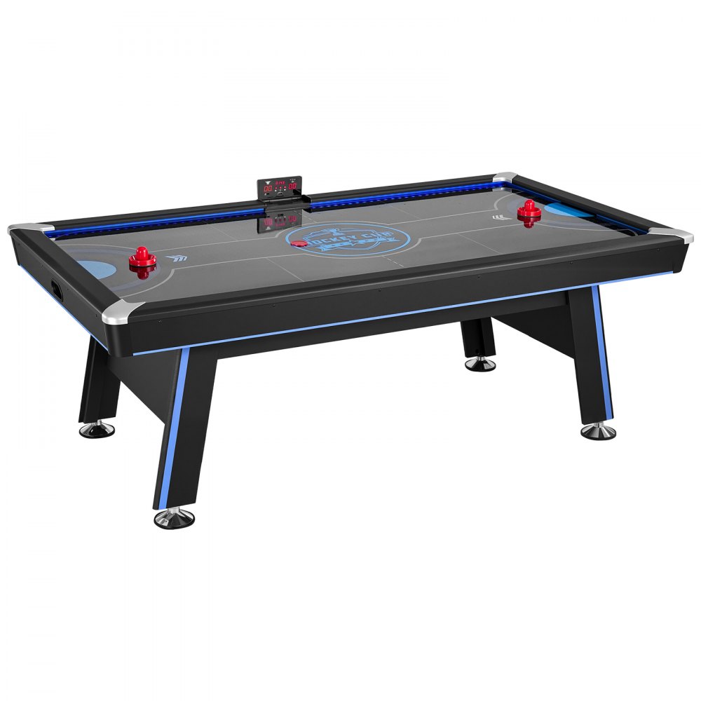 VEVOR Gioco di Air Hockey da Tavolo 2,2 m con Luce a LED con Segnapunti per Sala Giochi, Arcade di Hockey ad Aria per Feste, Set di Accessori, Gambe a Forma di H, Sistema di Punteggio Elettronico