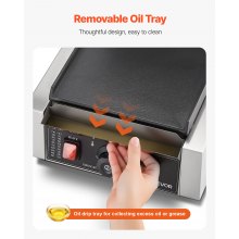 VEVOR Griglia Elettrica per Panini 1800W, Piastra per Panini Sandwich con Piastra Smaltata Piatta 22x23cm, Piastra in Acciaio Inox, Maniglia, Controllo della Temperatura, per Hamburger, Bistecche