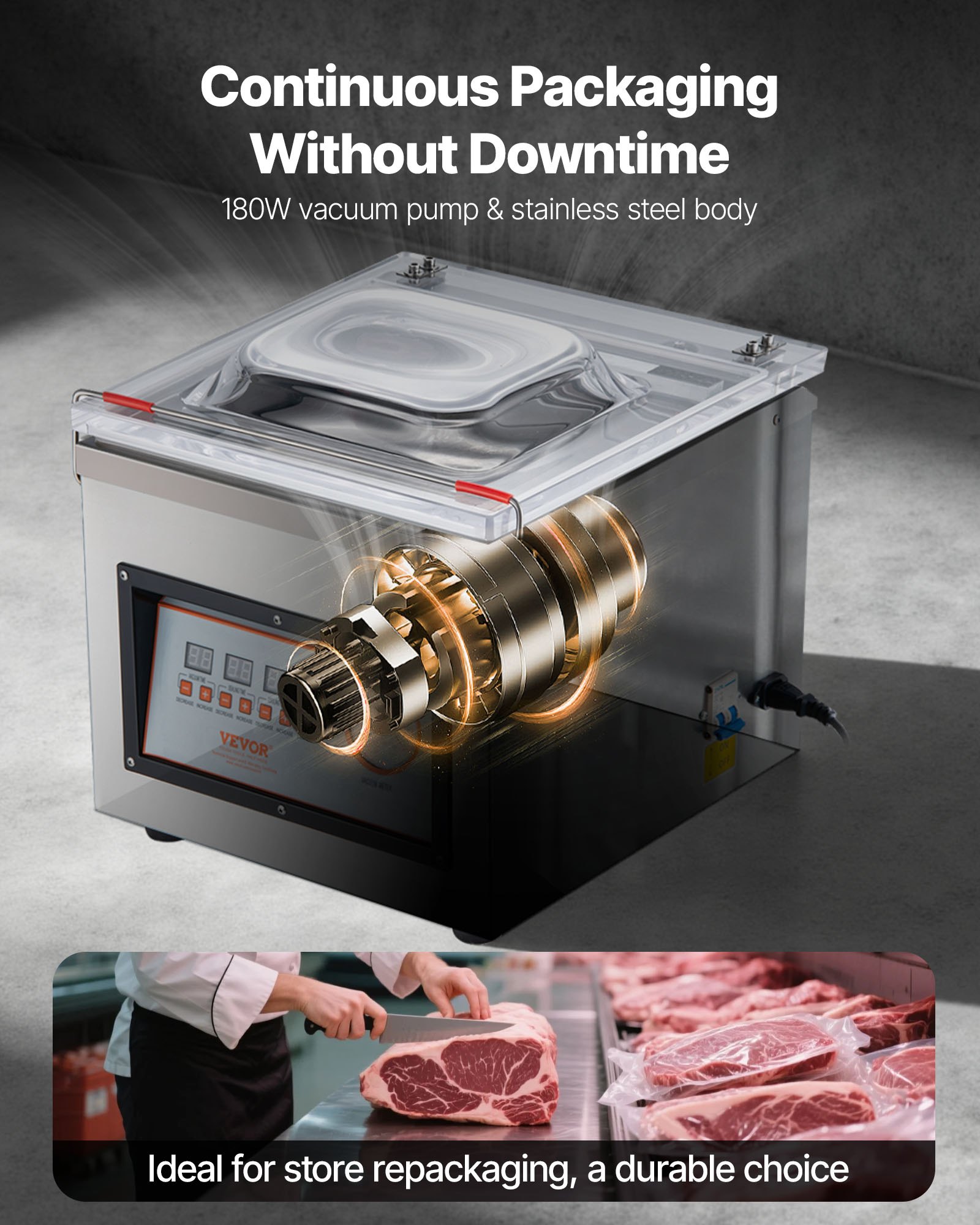 Confezionatrice Sottovuoto per Alimenti Macchina di Sigillamento DZ-260C 300W