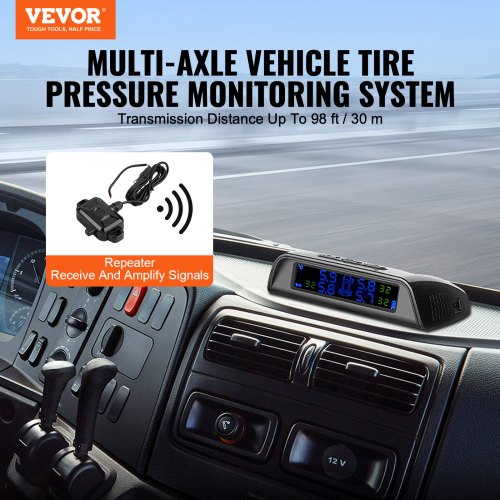 Sistema TPMS Wireless Con 4 Sensori Esterni KAOLALI - Monitor Pressione Pneumatici Solare E USB, Per Auto E SUV