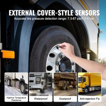 VEVOR Sistema di Monitoraggio della Pressione dei Pneumatici per Auto 0,5-8 Bar Set di Sensori TPMS Impermeabili con Carica Solare 6 Sensori 5 Modalità di Allarme, Visualizzazione in Tempo Reale