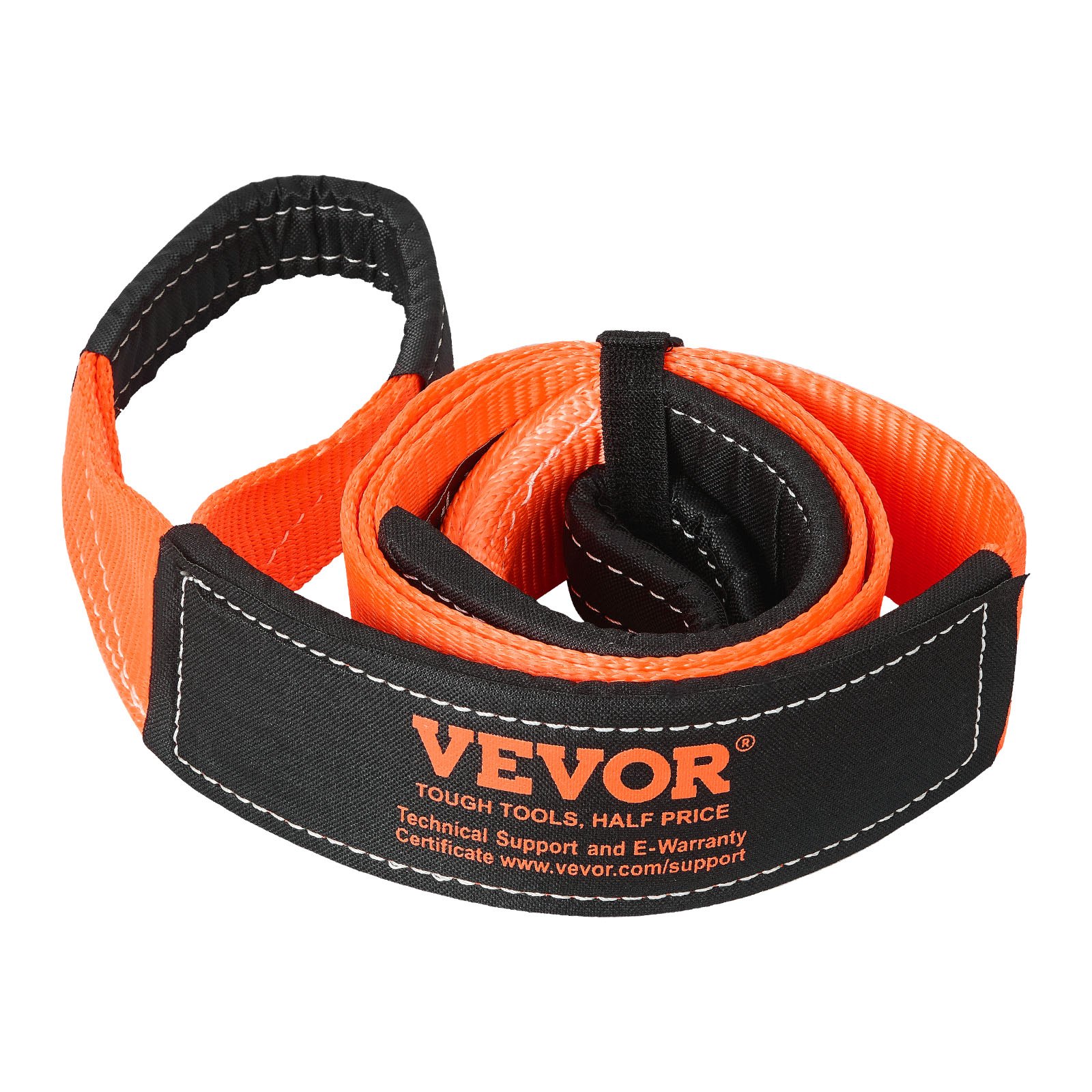 VEVOR Recovery Tow Strap 76.2 mm, 2.4 m 16329 kg Break Strength, Triple Reinforced Loop Straps, Tree Saver, Winch Line Extension Strap, Off Road Towing and Recovery, Extreme Weather Resistance