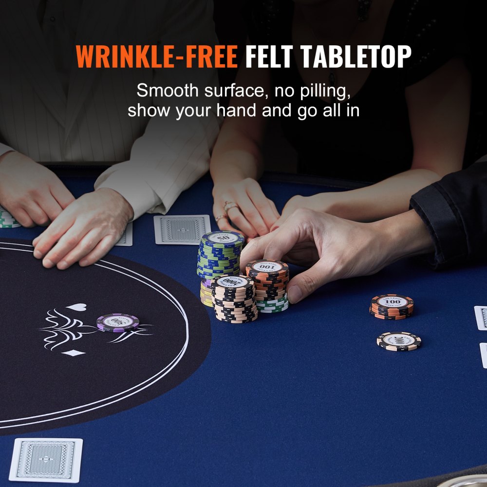 VEVOR Tavolo da Poker per Gioco Gambe per Tavolo Pieghevoli 2140 x 1070 x 760 mm, Tavolo da Poker Pieghevole, Piano da Poker Nero e Blu Pieghevole 8 Giocatori ca., Tavolo Poker Copertura Antipolvere