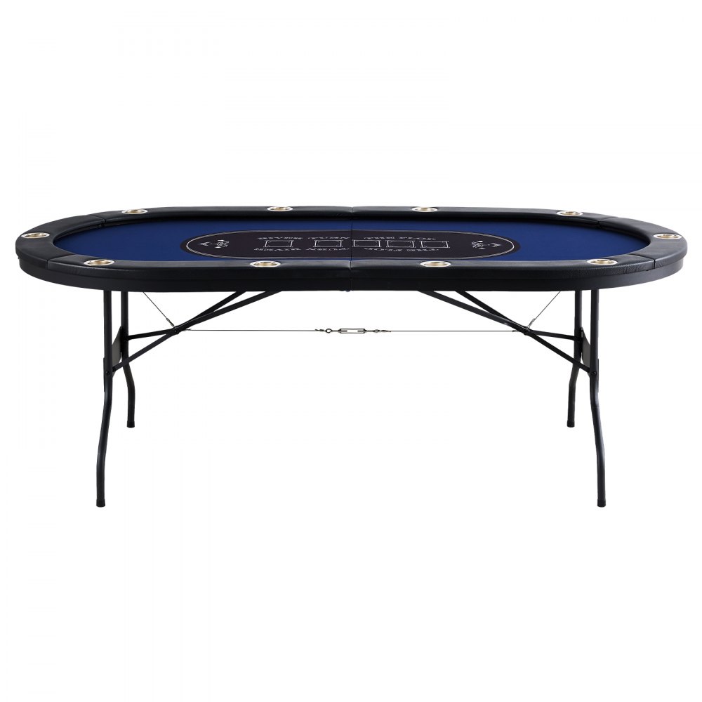 VEVOR Tavolo da Poker per Gioco Gambe per Tavolo Pieghevoli 2140 x 1070 x 760 mm, Tavolo da Poker Pieghevole, Piano da Poker Nero e Blu Pieghevole 8 Giocatori ca., Tavolo Poker Copertura Antipolvere
