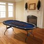 VEVOR Casino Poker Table with Folding Legs, 2140 x 1070 x 760 mm (L x W x H), Foldable Poker Table, Black & Blue, Poker Mat, Folding Table for 10 Players, Portable Poker Table with Dust Cover